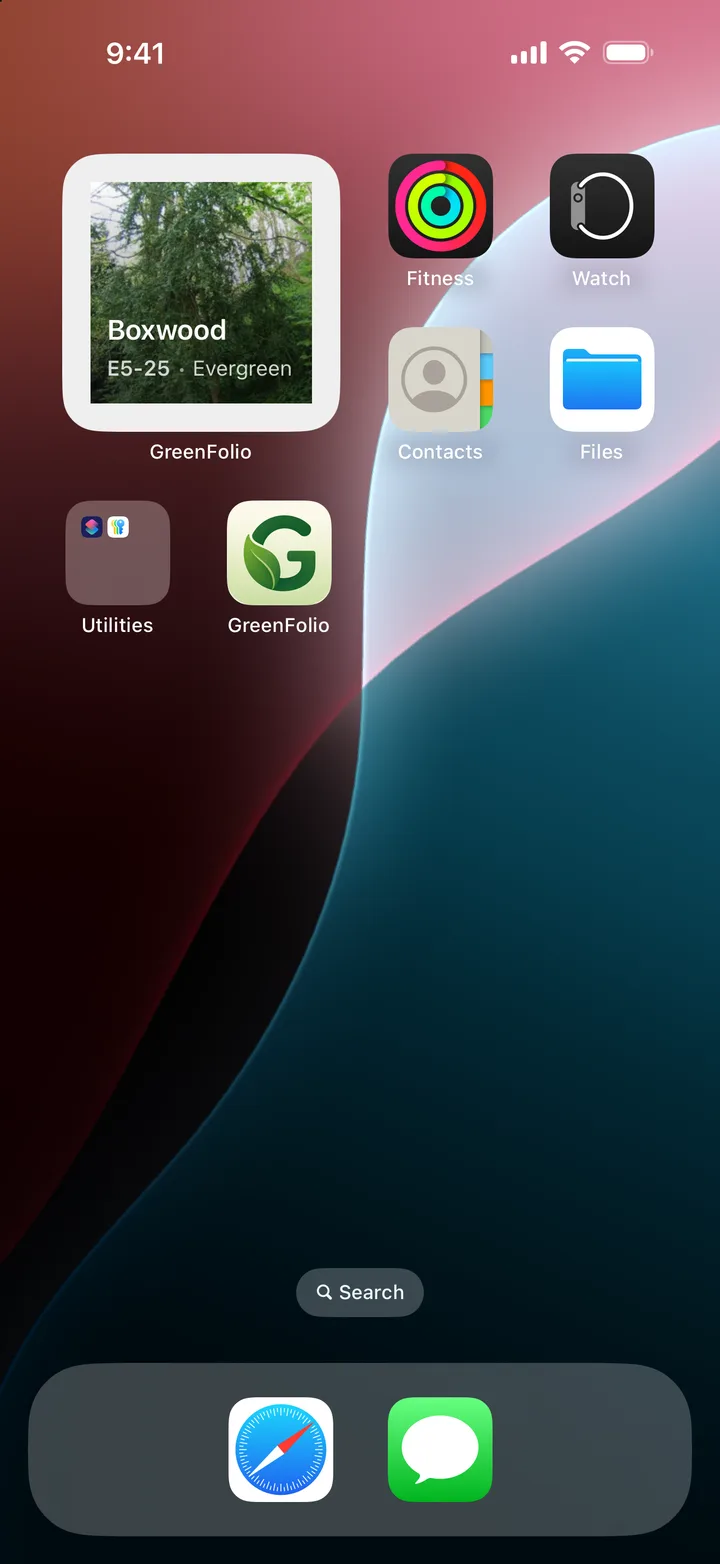 Home screen widget showing today's plant care tasks